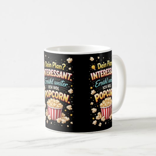 Funny Popcorn Quote – Drama Observer Design Kaffeetasse (VorderseiteRechts)