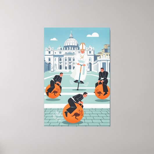 Funny Pope and priests Leinwanddruck (Vorderseite)