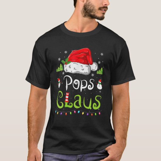 Funny Pops Claus Christmas Pajamas Weihnachtsmannm T-Shirt (Vorderseite)