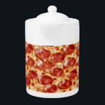 Funny Porcelain Pepperoni Pizza Teapot<br><div class="desc">Funny Porcelain Pepperoni Pizza Teapot</div>