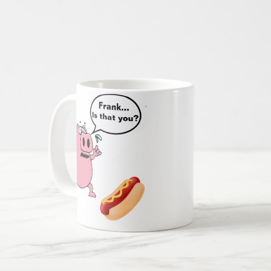 Funny Porky Pig trifft Frankfurter Hot Dog Liebhab Kaffeetasse (Vorderseite Links)