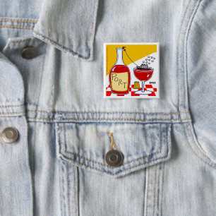 Funny Port Wein Cartoon Bon Voyage Verkostung Part Button