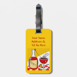 Funny Port Wein Cartoon Gepäckanhänger