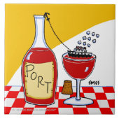 Funny Port Wein Cartoon Schifffahrtsschiff Fliese (Vorderseite)