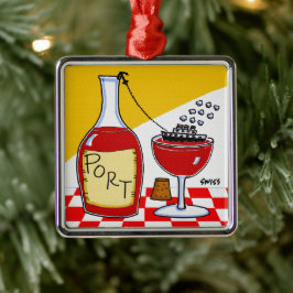 Funny Port Wein Cartoon Weihnachten Ornament Aus Metall
