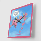 Funny Portland Vegan Flying Pig Wall Clock Quadratische Wanduhr (Winkel)