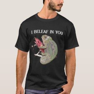 Funny Positive Chameleon "I Beleaf in You" Männer T-Shirt