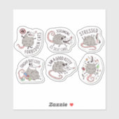 FUNNY POSSUM TIERSTICKERS SET AUFKLEBER (Blatt)