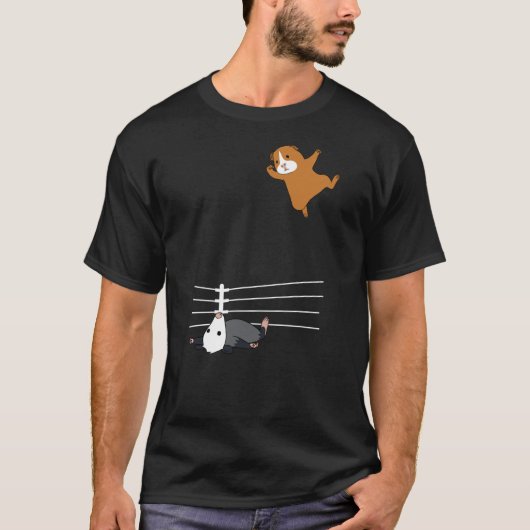 Funny Possum Wrestling Opossum and Guinea Pig T-Shirt (Vorderseite)