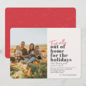 Funny Post Covid endlich aus Zuhause Foto Holida Feiertagskarte (Vorne/Hinten)