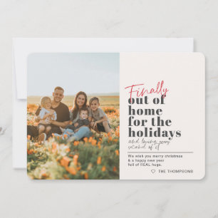 Funny Post Covid endlich aus Zuhause Foto Holida Feiertagskarte