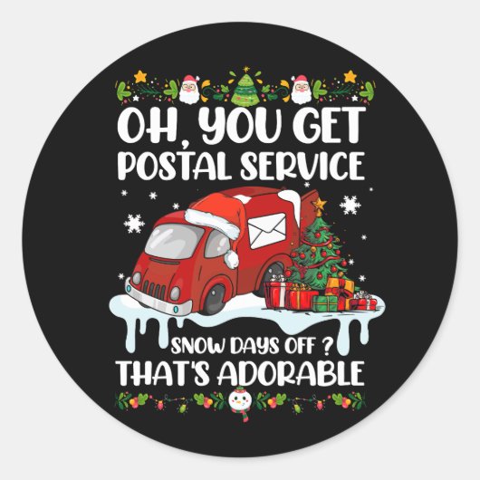 Funny Postal Worker Christmas Joke Mailman Sie bek Runder Aufkleber (Vorderseite)