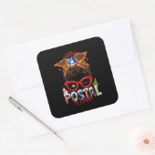 Funny Postal Worker Christmas Leopard Messy Bun.pn Quadratischer Aufkleber (Umschlag)