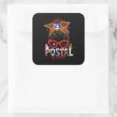 Funny Postal Worker Christmas Leopard Messy Bun.pn Quadratischer Aufkleber (Tasche)