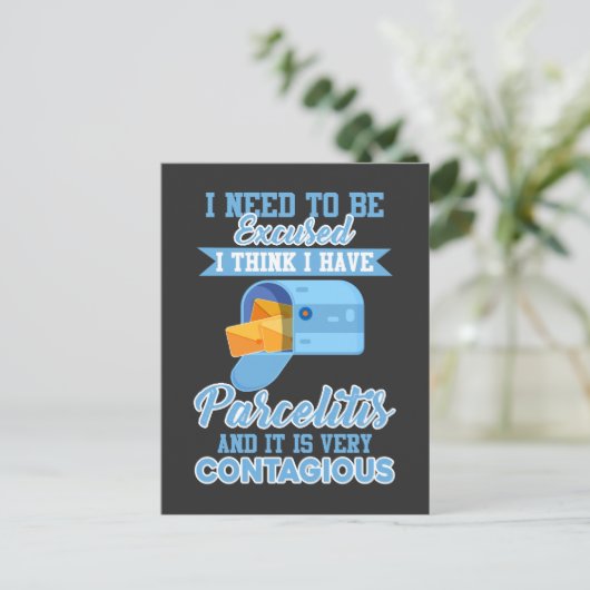 Funny Postal Worker Mailman Mail Carrier Parcel Postkarte (Stehend Vorderseite)