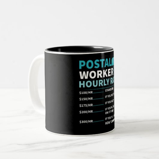 Funny Postal Worker Stundensatz Tasse (Vorderseite Links)