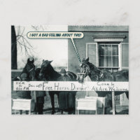 Funny Postcard - Abendessen am Pferd