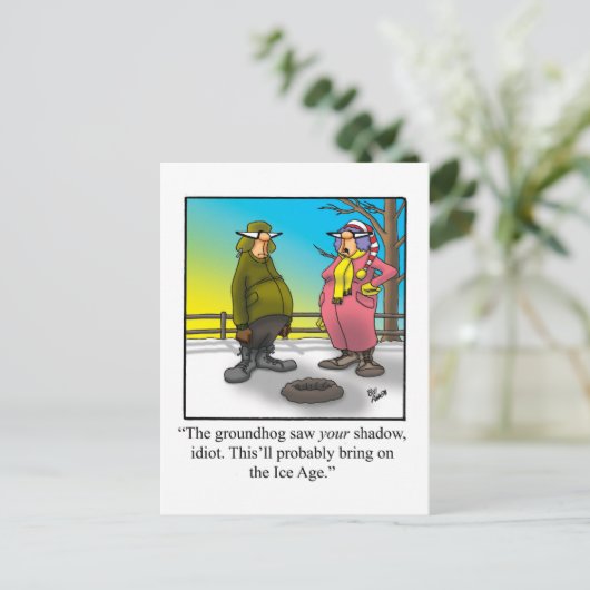 Funny Postcard Groundhog Day Postkarte (Stehend Vorderseite)