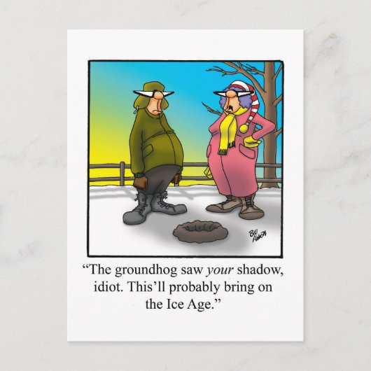 Funny Postcard Groundhog Day Postkarte (Vorderseite)