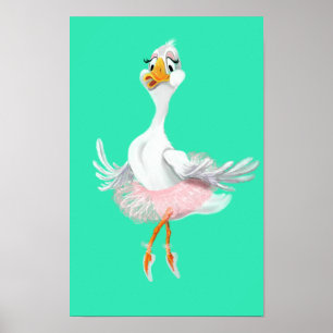 Funny Poster mit Ballerina Duck - Malerei