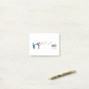 Funny Postman Cartoon - Mail-Lieferung mit einem S Post-it Klebezettel