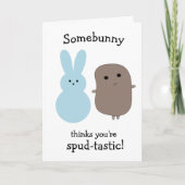 Funny Potato Blue Bunny Ostercard Karte (Vorderseite)
