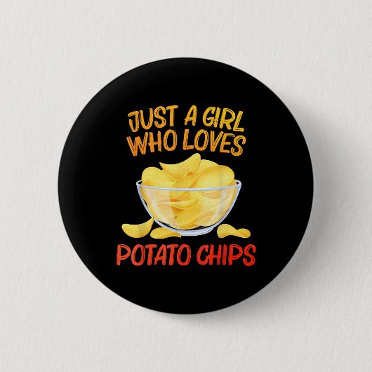 Funny Potato Chips Design for Women Girls Kinder B Button (Vorderseite)