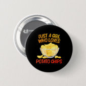Funny Potato Chips Design for Women Girls Kinder B Button (Vorne & Hinten)