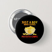 Funny Potato Chips Kunst für Männer Jungen Kinder  Button (Vorne & Hinten)