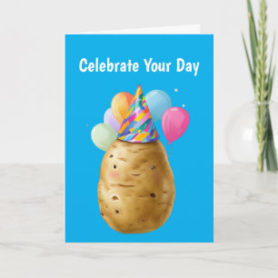 Funny Potato Geburtstagsgeschenk mit Party Hat Karte