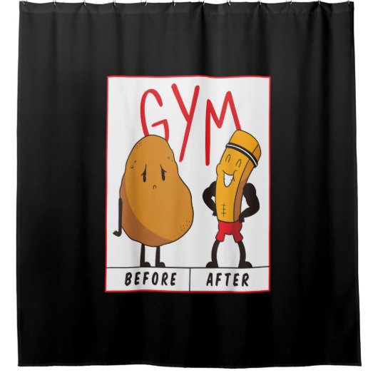 Funny Potato Gym vor dem Workout Geschenk Fitness Duschvorhang (Vorderseite)