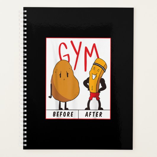 Funny Potato Gym vor dem Workout Geschenk Fitness Planer (Vorderseite)