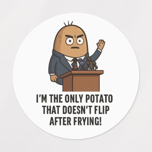 "Funny Potato Press Conference – Political Humor C Etiketten (Design 1)