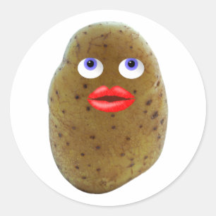 Funny Potato Süße Figur mit blauen Augen Runder Aufkleber
