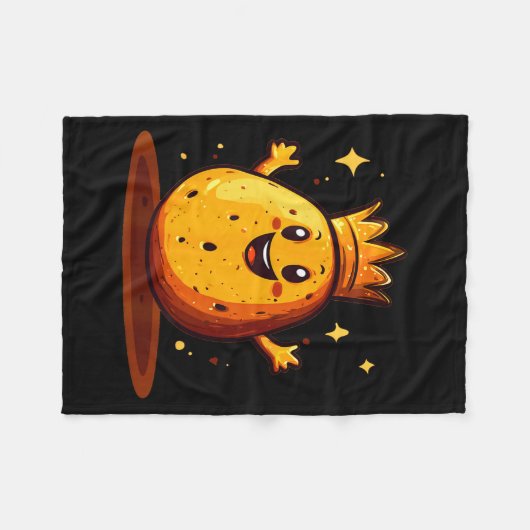 Funny Potato With Crown For Kingdom And Potatoes  Fleecedecke (Vorderseite (Horizontal))