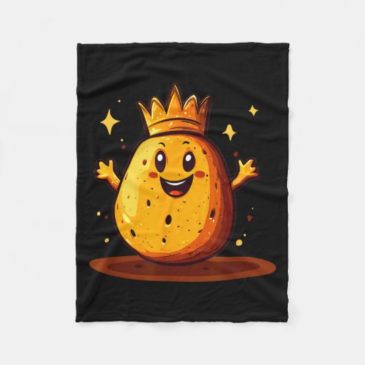 Funny Potato With Crown For Kingdom And Potatoes Fleecedecke (Vorderseite)