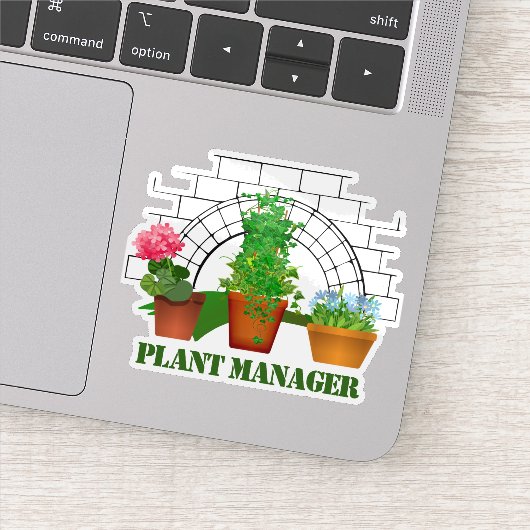 Funny Potted Blume Pflanze Manager Personalisiert Aufkleber (Detail)