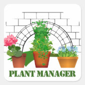 Funny Potted Blume Pflanze Manager Personalisiert Quadratischer Aufkleber (Vorderseite)