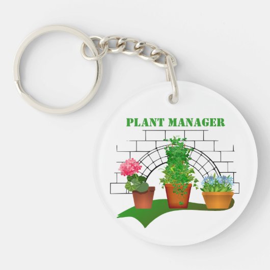 Funny Potted Blume Pflanze Manager Personalisiert Schlüsselanhänger (Vorderseite)