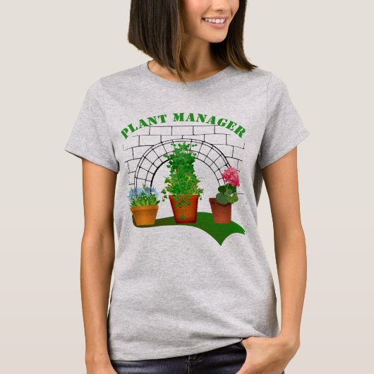 Funny Potted Blume Pflanze Manager T-Shirt (Vorderseite)