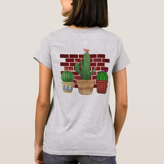 Funny Potted Cactus Pflanze Manager vorne und hint T-Shirt (Rückseite)