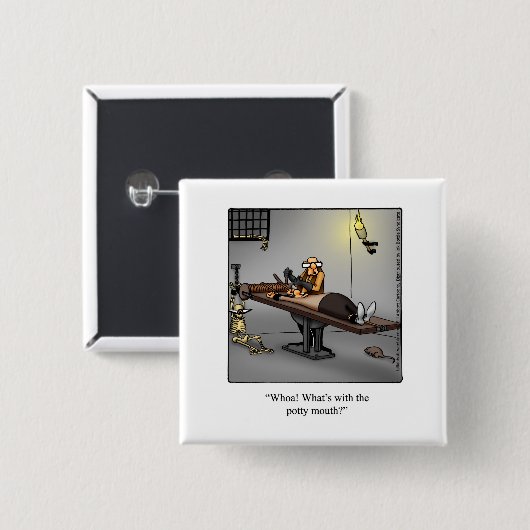 Funny "Potty Mouth" Button (Vorne & Hinten)
