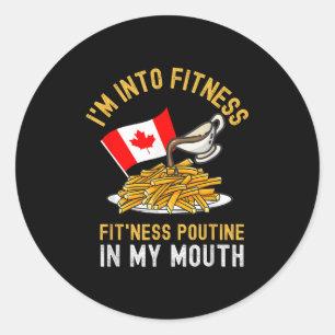 Funny Poutine Routine Im Fitness Canadien Runder Aufkleber