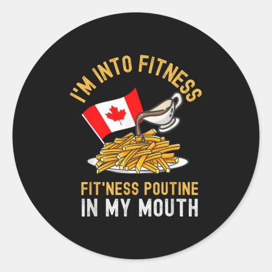 Funny Poutine Routine Im Fitness Canadien Runder Aufkleber (Vorderseite)