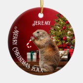 Funny Prairie Dog Christmas Tree Keramik Ornament (Vorne)