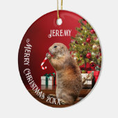 Funny Prairie Dog Christmas Tree Keramik Ornament (Links)