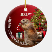 Funny Prairie Dog Christmas Tree Keramik Ornament (Hinten)