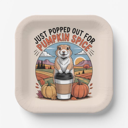 Funny Prairie Dog Fall Pumpkin Spice Humor Pappteller (Vorderseite)