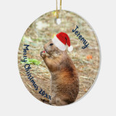 Funny Prairie Dog in Weihnachtsmannmütze Keramik Ornament (Links)