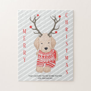 Funny Prank Weihnachten Golden Retriever Welpenges Puzzle